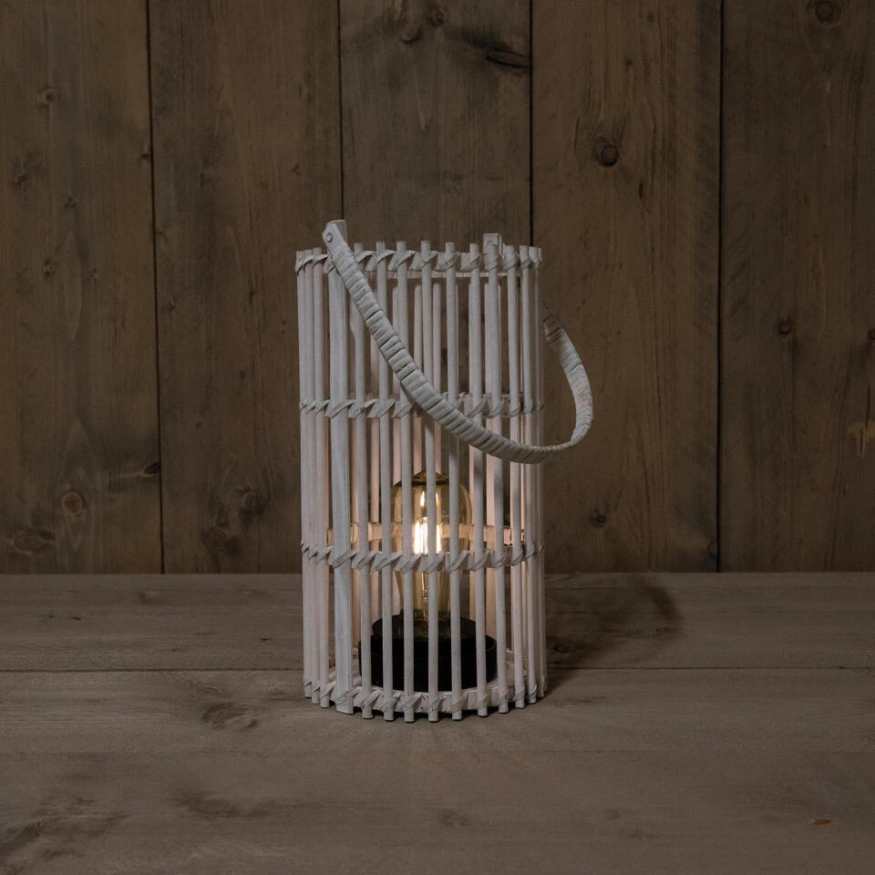 Anna's Collection Lantaarn - Wit - Solar - Bamboe - 32 Cm 4 Anna's Collection Lantaarn - Wit - Solar - Bamboe - 32 Cm - Afbeelding 2