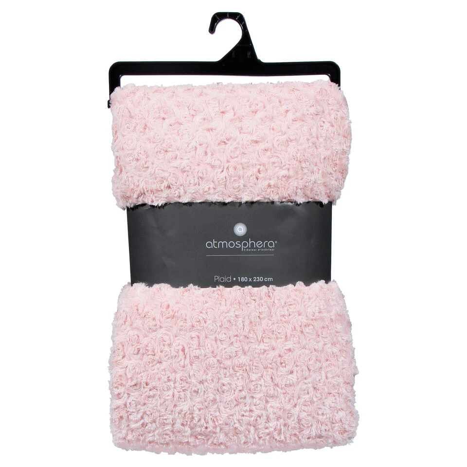 Atmosphera Plaid - Geknoopt Motief - Lichtroze - 230 X 180 Cm 5 Atmosphera Plaid - Geknoopt Motief - Lichtroze - 230 X 180 Cm - Afbeelding 3