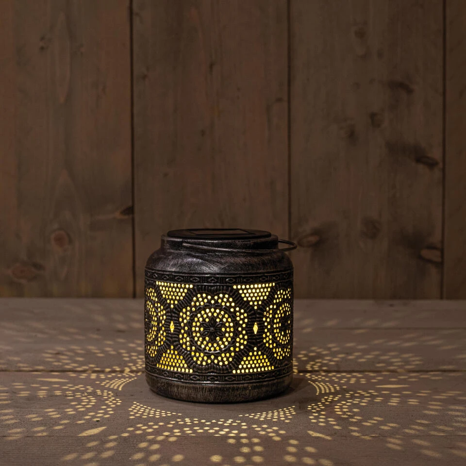 Anna's Collection Lantaarn - Metaal - Antraciet - Solar - 16 Cm 3 Anna's Collection Lantaarn - Metaal - Antraciet - Solar - 16 Cm - Afbeelding 2