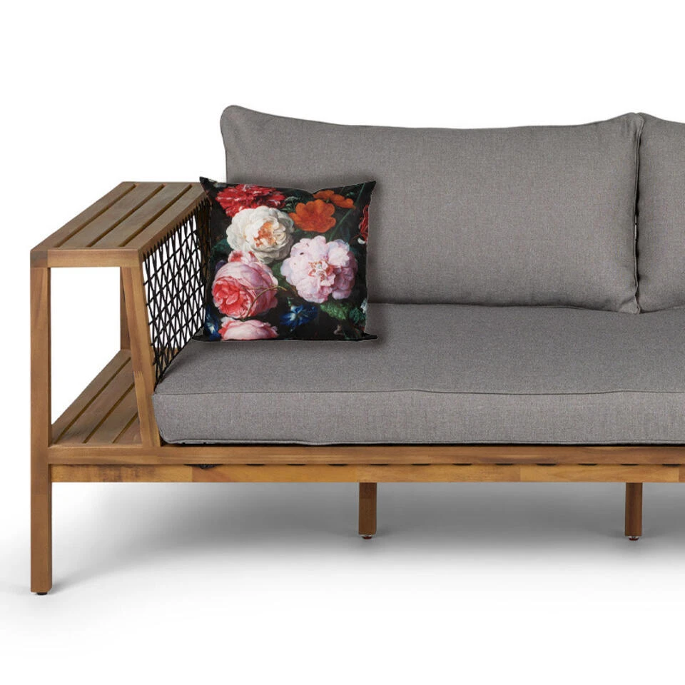 Anna's Collection Buitenkussen Bloem - Roze/zwart - 60 X 60 Cm 4 Anna's Collection Buitenkussen Bloem - Roze/zwart - 60 X 60 Cm - Afbeelding 2