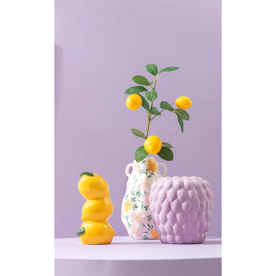 Vaas Fruit - Lila - Keramiek - 18xø18 Cm 4 Vaas Fruit - Lila - Keramiek - 18xø18 Cm - Afbeelding 2